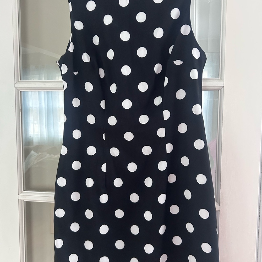 Polka Dot Sleeveless Dress - Black and White